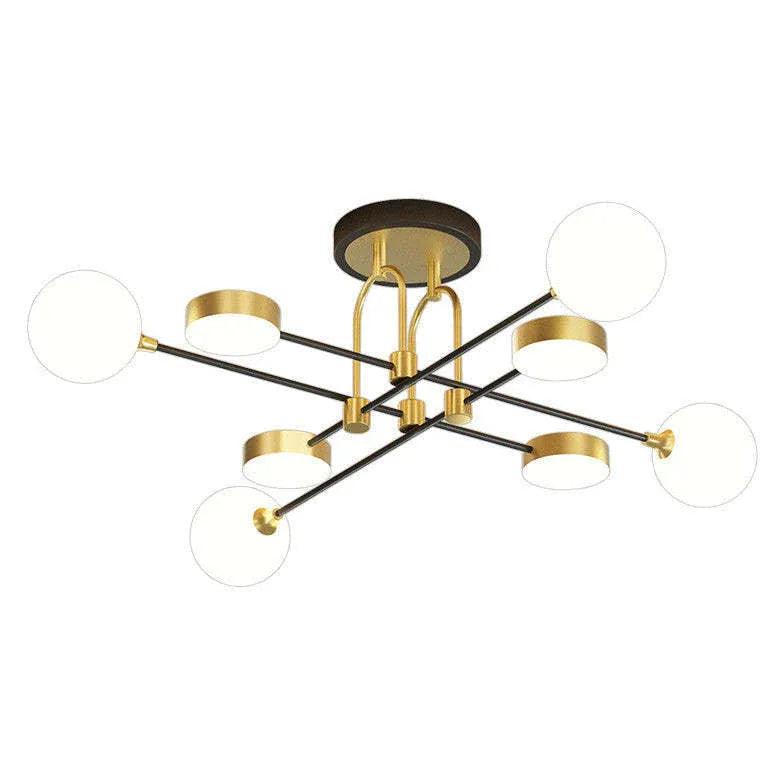 Round Multi-Head White Glass Modern Ceiling Light Fixture - Rebooters