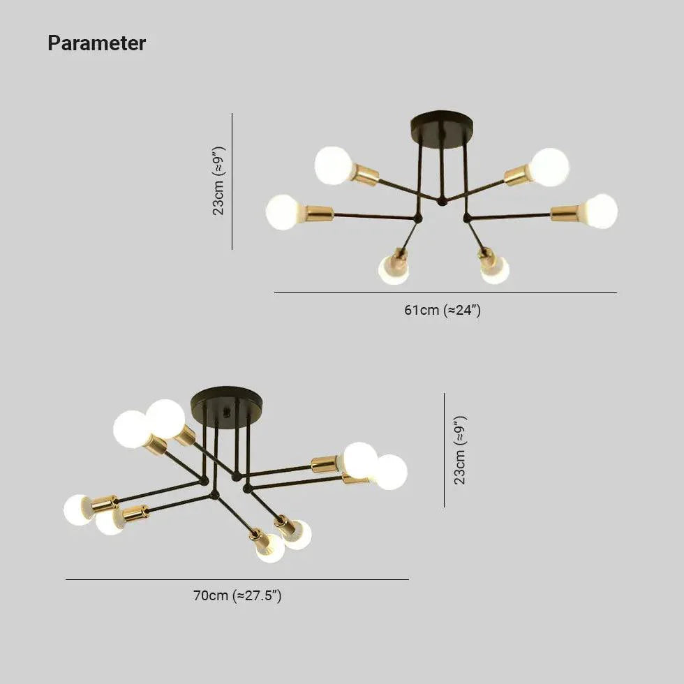 Radiating Multi-Head Modern Ceiling Light for Home Spaces - Rebooters