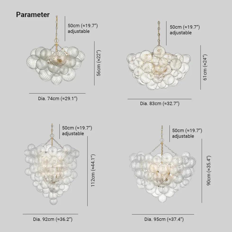 Transparent Glass Spherical Multi-Light Branch Chandelier Design | Rebooters - Rebooters