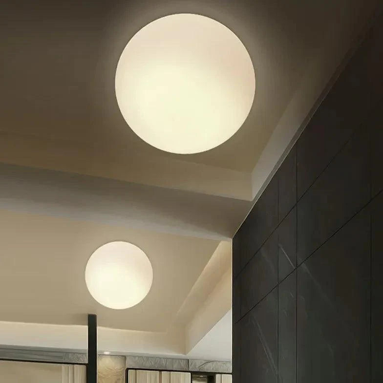 White Spherical Glass Hallway Ceiling Light Fixture Design - Rebooters