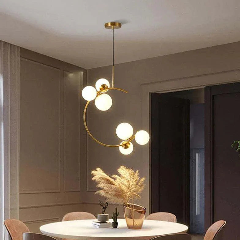 Semi-Arc White Glass Ball Pendant Light for Modern Decor - Rebooters