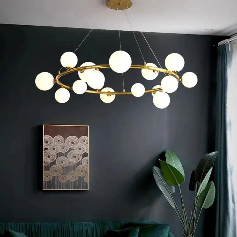 Golden Circle Modern Glass Sphere Pendant Light Chandelier | Rebooters - Rebooters