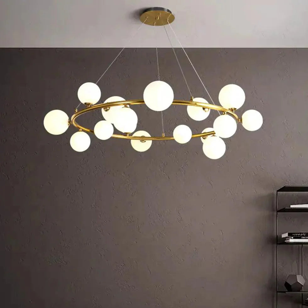 Golden Circle Modern Glass Sphere Pendant Light Chandelier | Rebooters - Rebooters