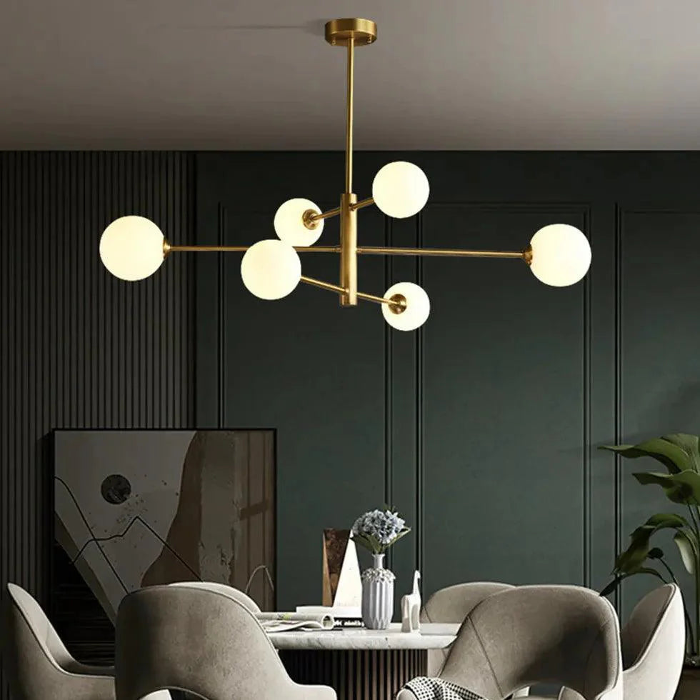 White Multi Glass Ball Radial Chandelier for Elegant Lighting - Rebooters