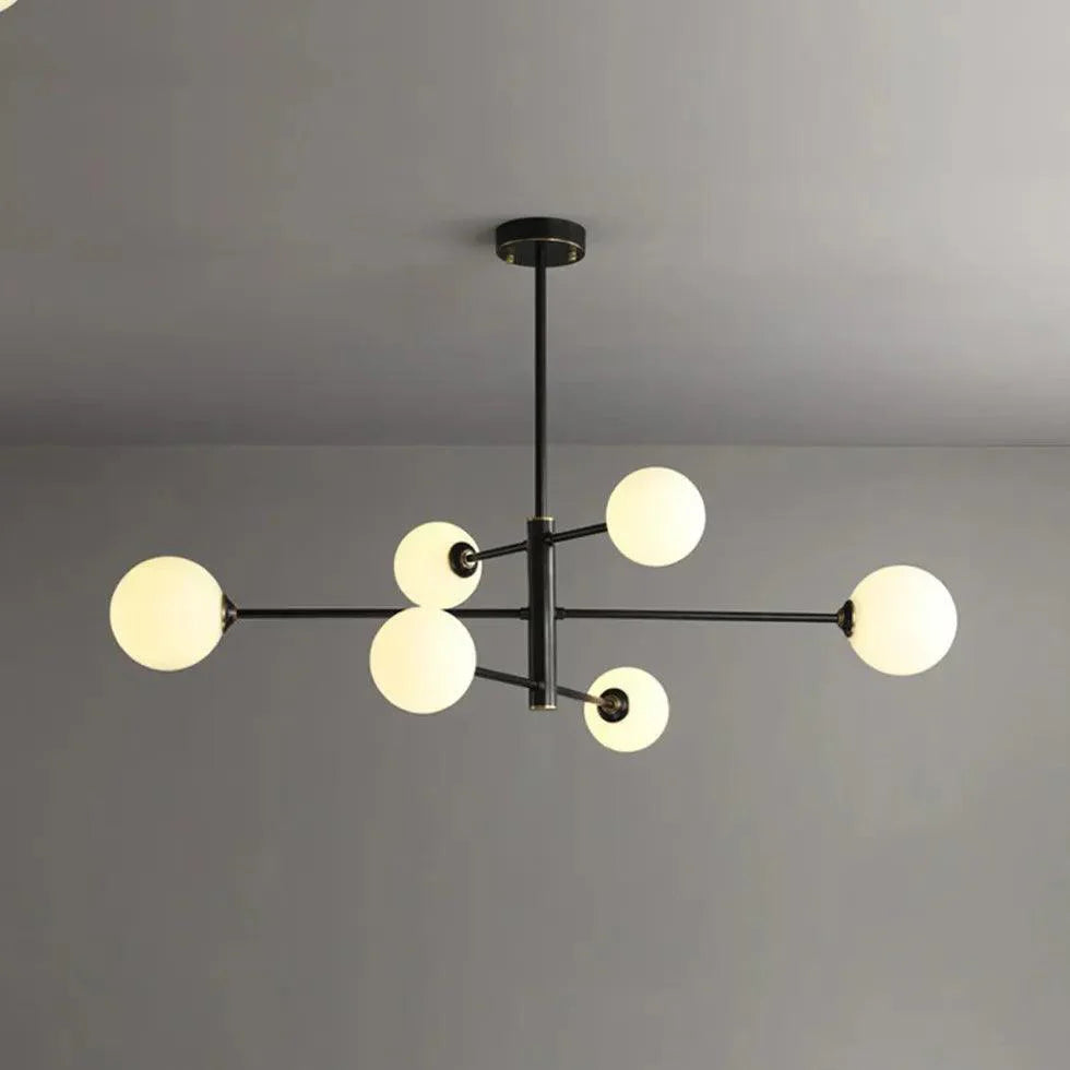 White Multi Glass Ball Radial Chandelier for Modern Spaces | Rebooters - Rebooters