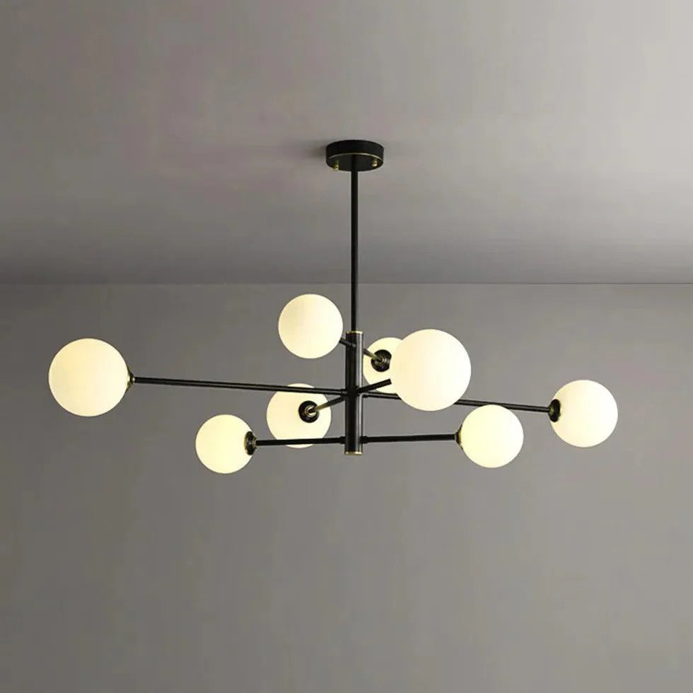 White Multi Glass Ball Radial Chandelier for Modern Spaces | Rebooters - Rebooters