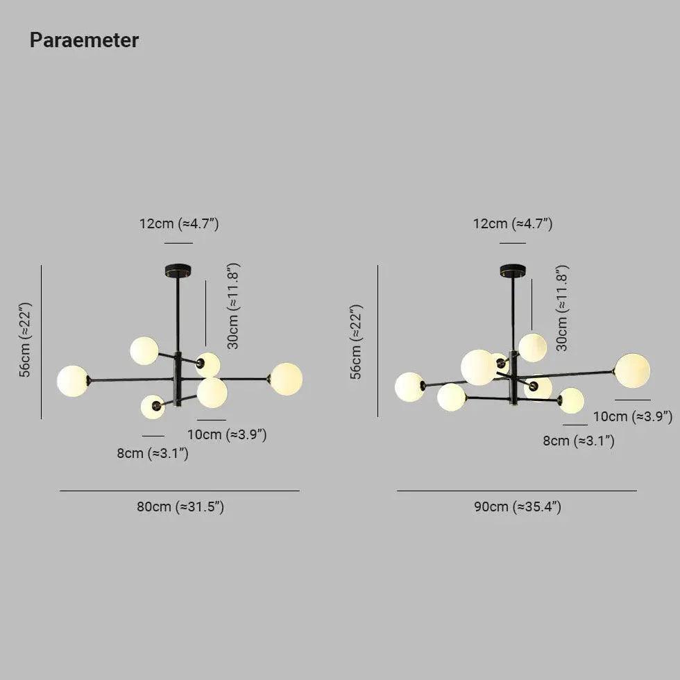 Elegant White Multi Glass Ball Radial Chandelier Light - Rebooters