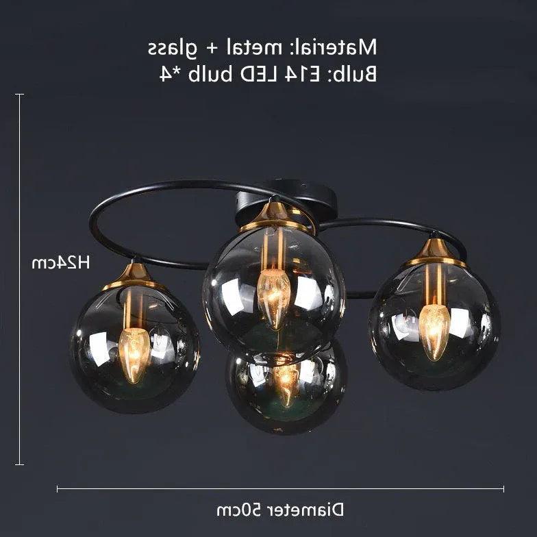 Smoked Industrial Glass Flush Ceiling Lights for Home Use - Rebooters