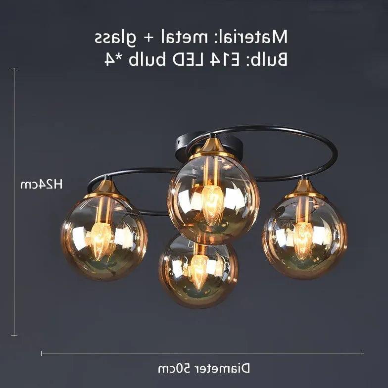 Smoked Industrial Glass Flush Ceiling Lights for Home Decor - Rebooters