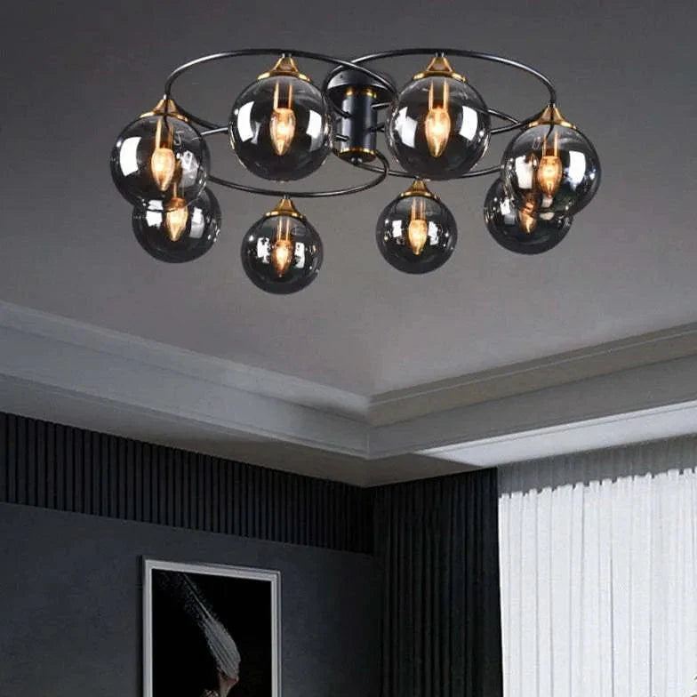 Smoked Industrial Glass Flush Ceiling Lights for Home Use - Rebooters