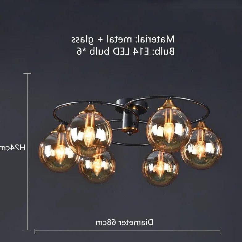 Smoked Industrial Glass Flush Ceiling Lights for Home Use - Rebooters