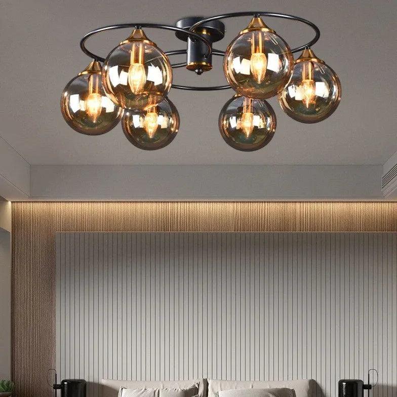 Smoked Industrial Glass Flush Ceiling Lights for Home Use - Rebooters