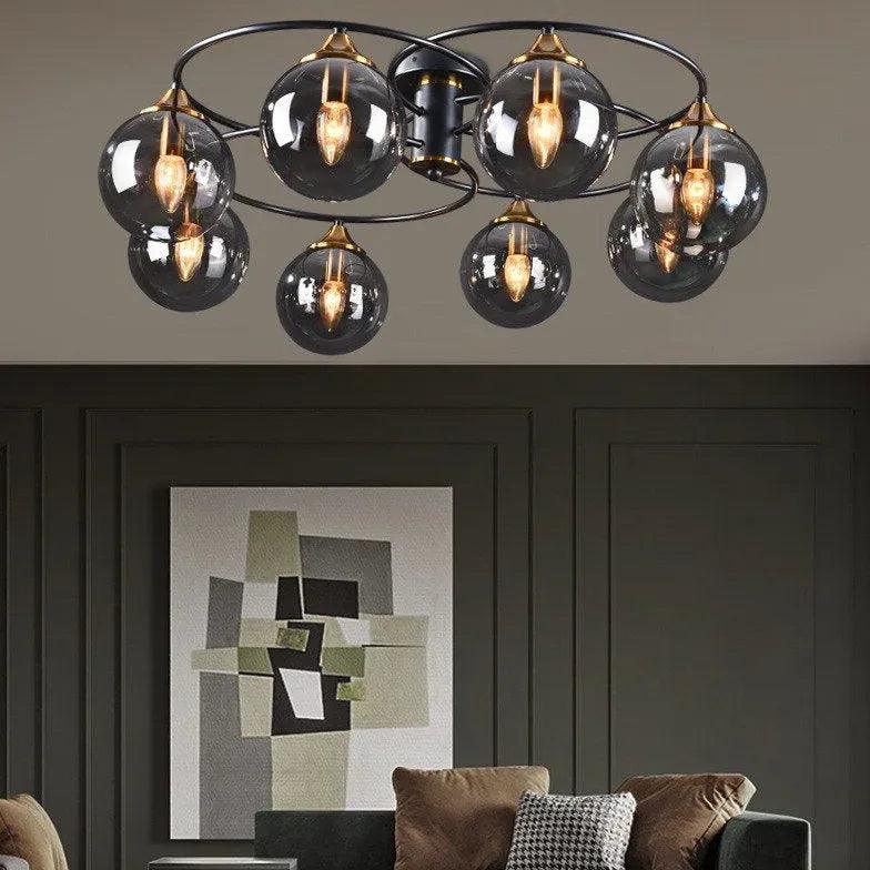 Smoked Industrial Glass Flush Ceiling Lights for Home Use - Rebooters