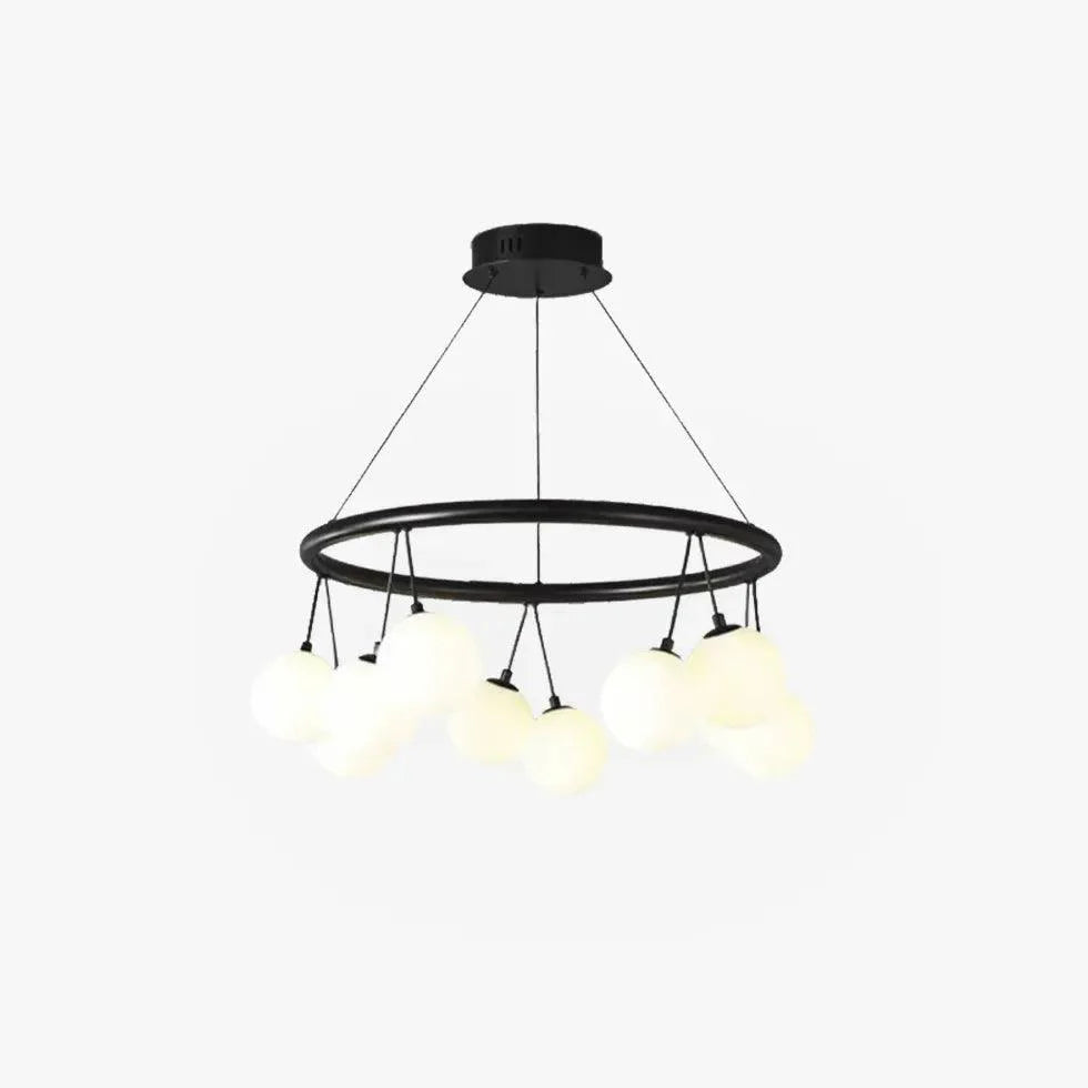 Round Frame Black Modern Chandelier for Elegant Spaces | Rebooters - Rebooters