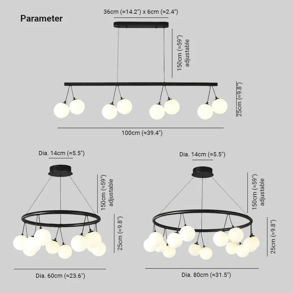 Round Frame Black Modern Chandelier for Elegant Spaces | Rebooters - Rebooters