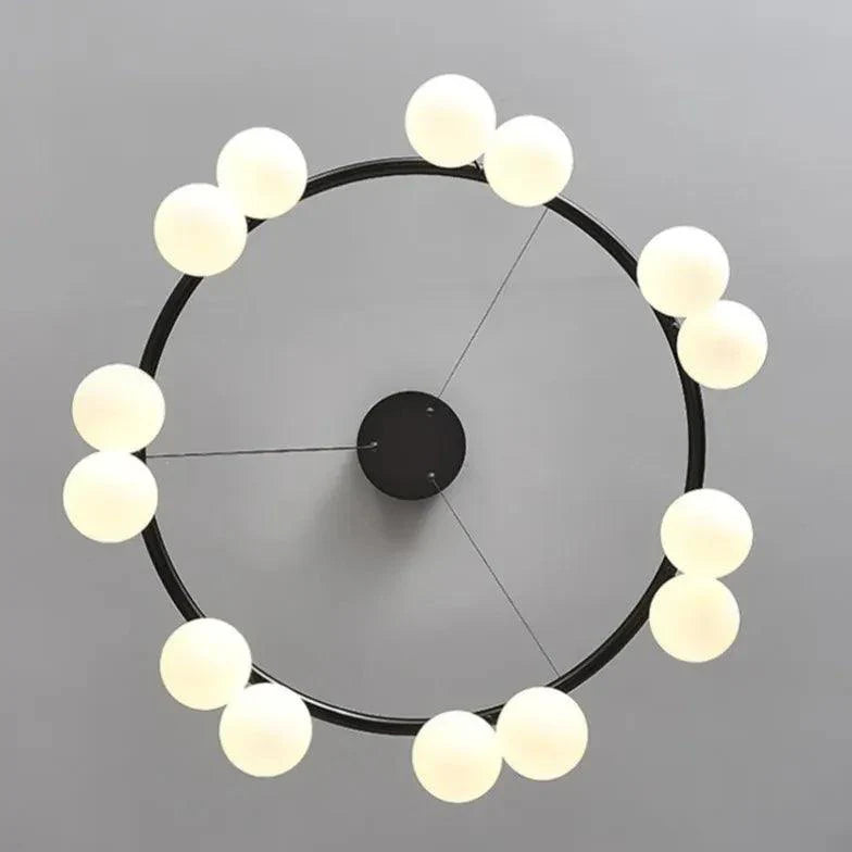 Round Frame Black Modern Chandelier for Elegant Spaces | Rebooters - Rebooters