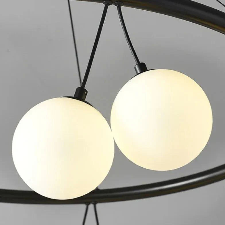 Round Frame Black Modern Chandelier for Elegant Spaces | Rebooters - Rebooters