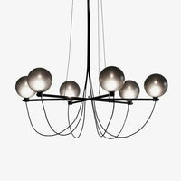 Black Metal Frame Gray Glass Ball Chandelier for Elegant Spaces | Rebooters - Rebooters