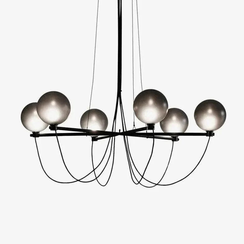 Black Metal Frame Gray Glass Ball Chandelier for Elegant Spaces | Rebooters - Rebooters