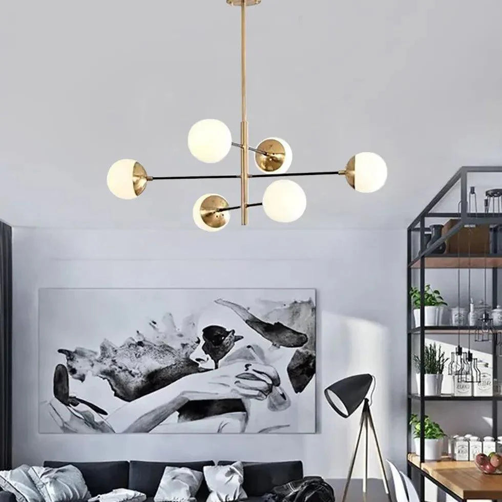 Multi-Round Glass Ball LED Gold Chandelier for Living Room | Rebooters - Rebooters