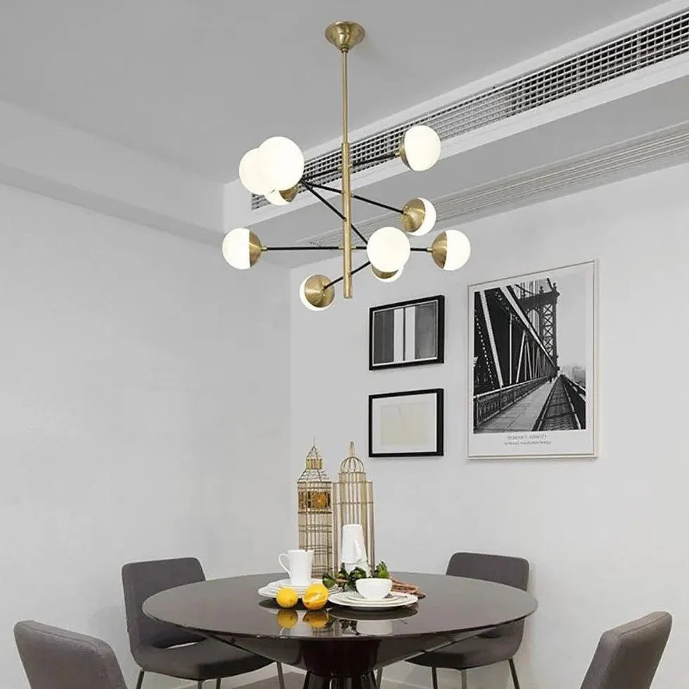 Multi-Round Glass Ball LED Gold Chandelier for Living Room | Rebooters - Rebooters