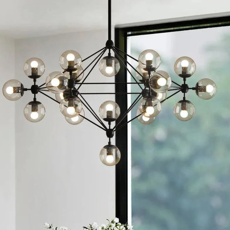 Clear Glass Multi-Sphere Modern Chandelier for Home Décor | Rebooters - Rebooters