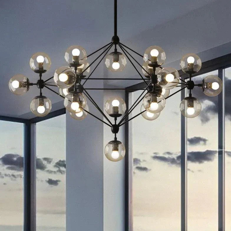 Clear Glass Multi-Sphere Modern Chandelier for Home Décor | Rebooters - Rebooters