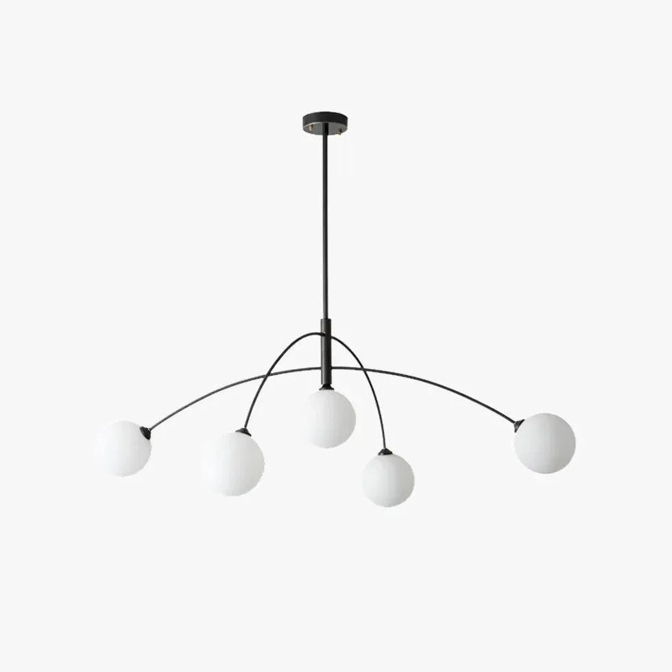 White Glass Ball Arc-Shaped Metal Modern Chandelier Design | Rebooters - Rebooters