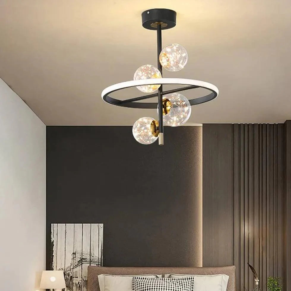 Ring-Shaped Multi-Glass Ball Bedroom Pendant Light Fixture - Rebooters