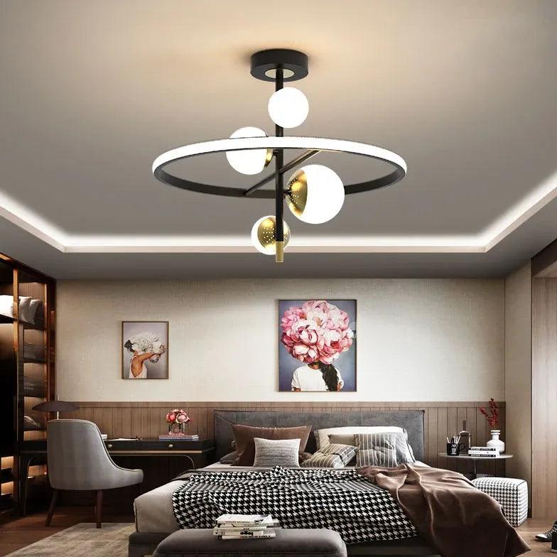 Ring-Shaped Multi-Glass Ball Bedroom Pendant Light Fixture - Rebooters