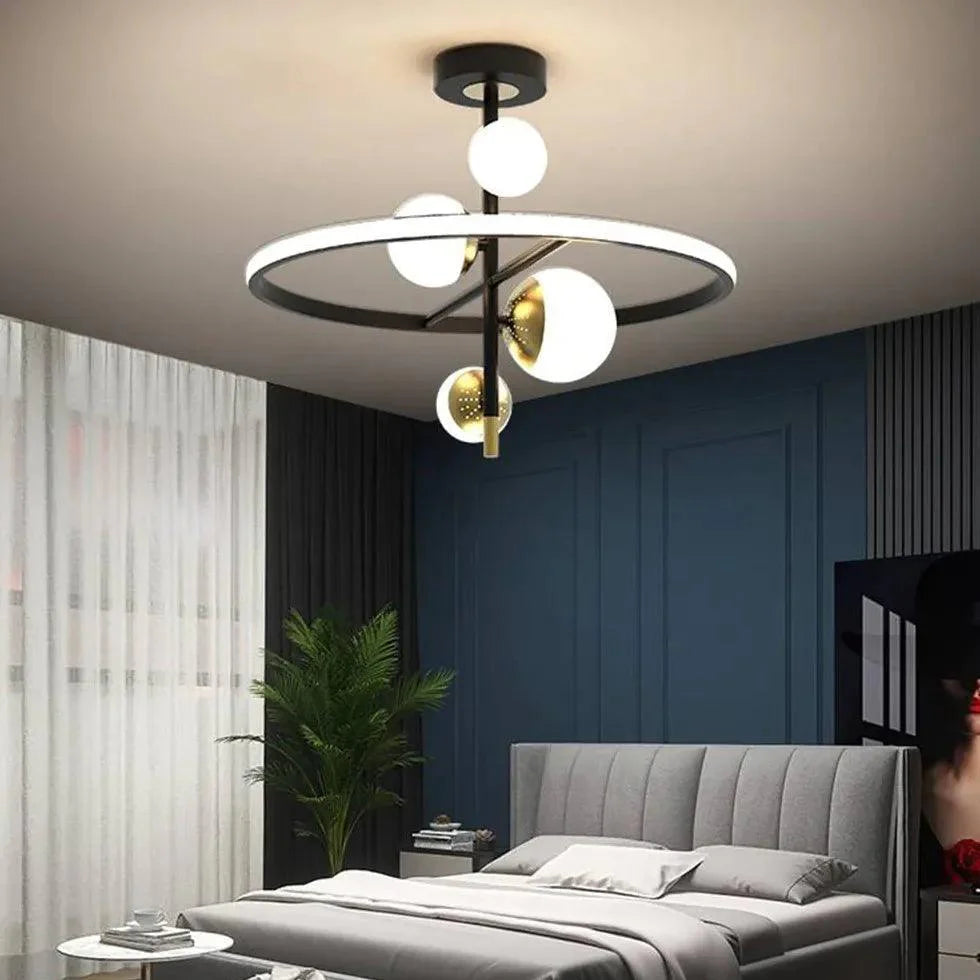 Ring-Shaped Multi-Glass Ball Pendant Light for Bedroom - Rebooters