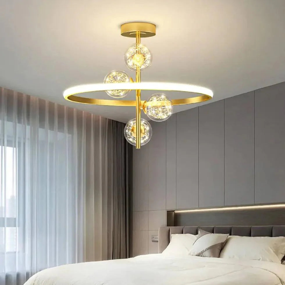 Ring-Shaped Multi-Glass Ball Pendant Light for Bedroom - Rebooters