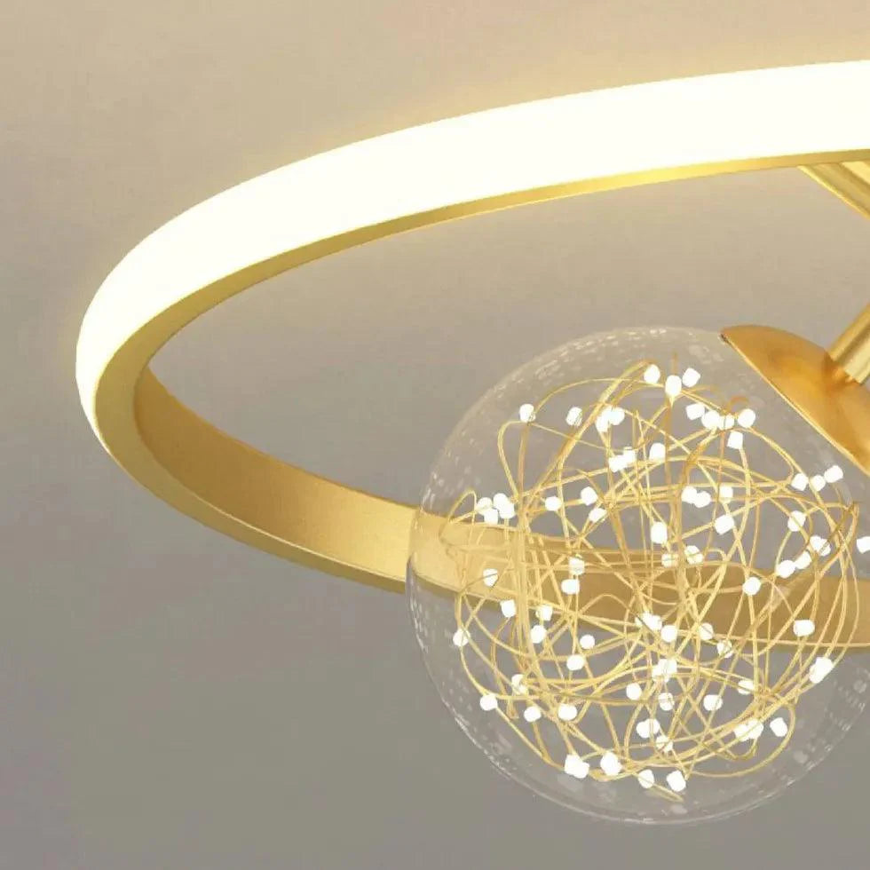 Ring-Shaped Multi-Glass Ball Pendant Light for Bedroom - Rebooters