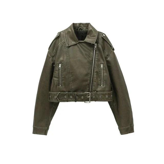 Womens Classic Retro Leather Jacket for Timeless Style - Rebooters