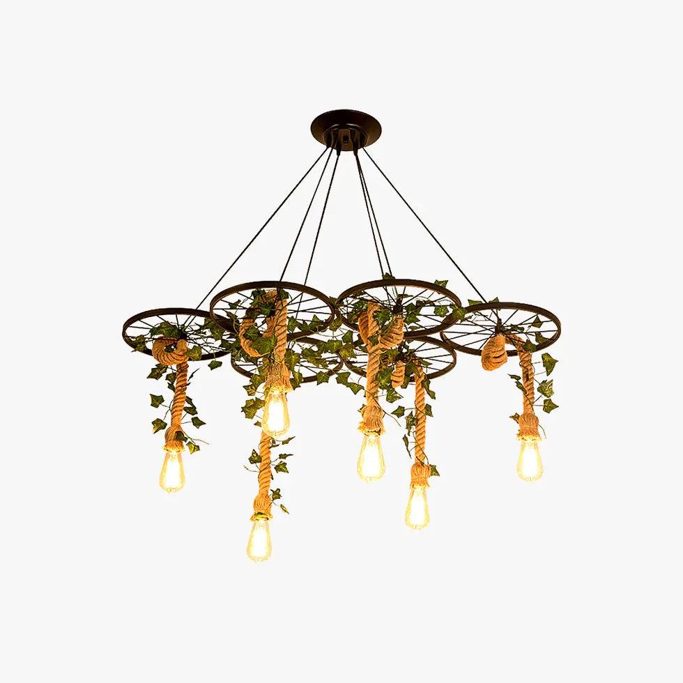 Iron Ring Hemp Rope Black Industrial Chandelier for Home | Rebooters - Rebooters