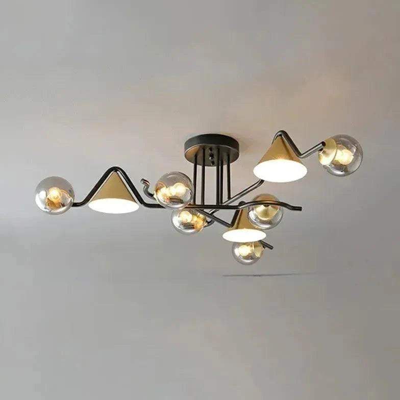 Multi-Head Geometric Design Glass Industrial Ceiling Light - Rebooters