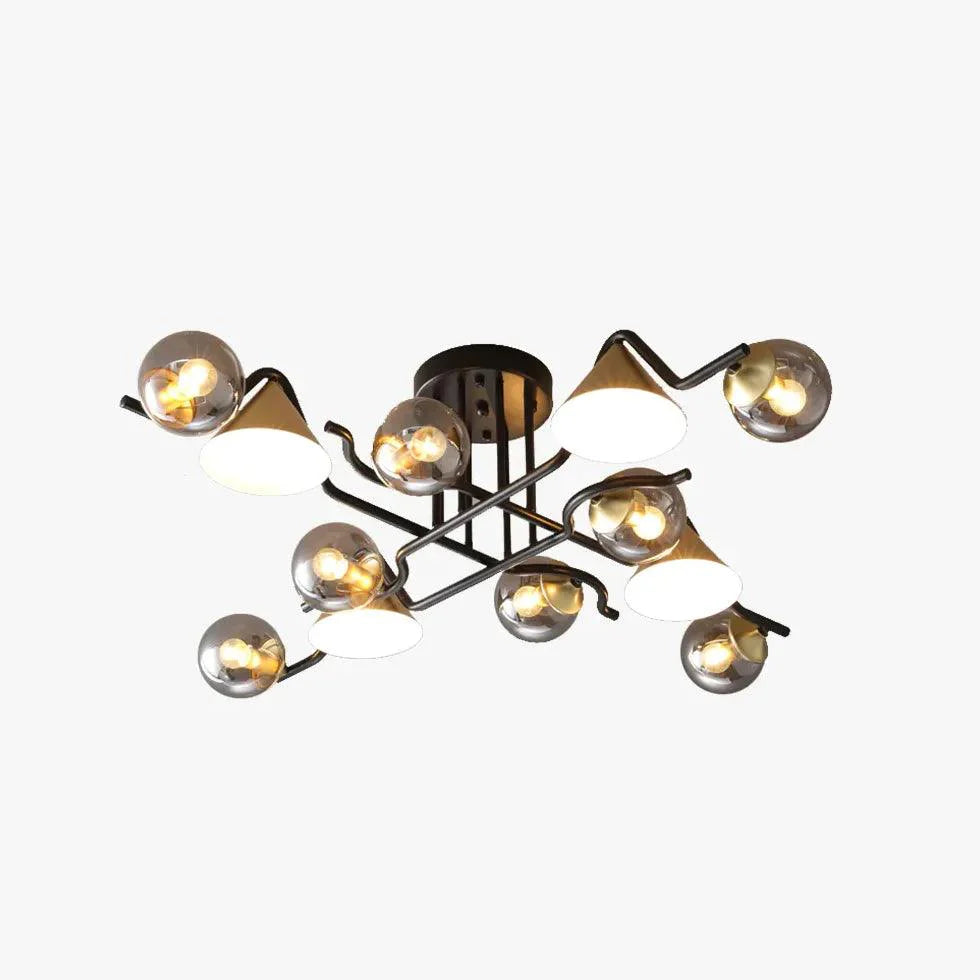 Multi-head Geometric Design Glass Industrial Ceiling Light Fixture | Rebooters - Rebooters