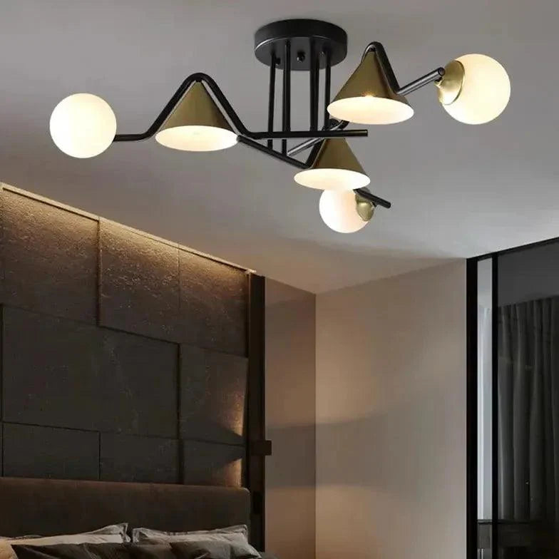 Multi-head Geometric Design Glass Industrial Ceiling Light Fixture | Rebooters - Rebooters