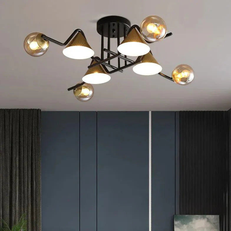 Multi-Head Geometric Design Glass Industrial Ceiling Light - Rebooters