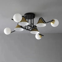 Multi-head Geometric Design Glass Industrial Ceiling Light Fixture | Rebooters - Rebooters