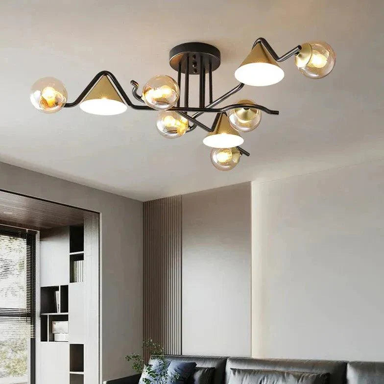 Multi-head Geometric Design Glass Industrial Ceiling Light Fixture - Rebooters