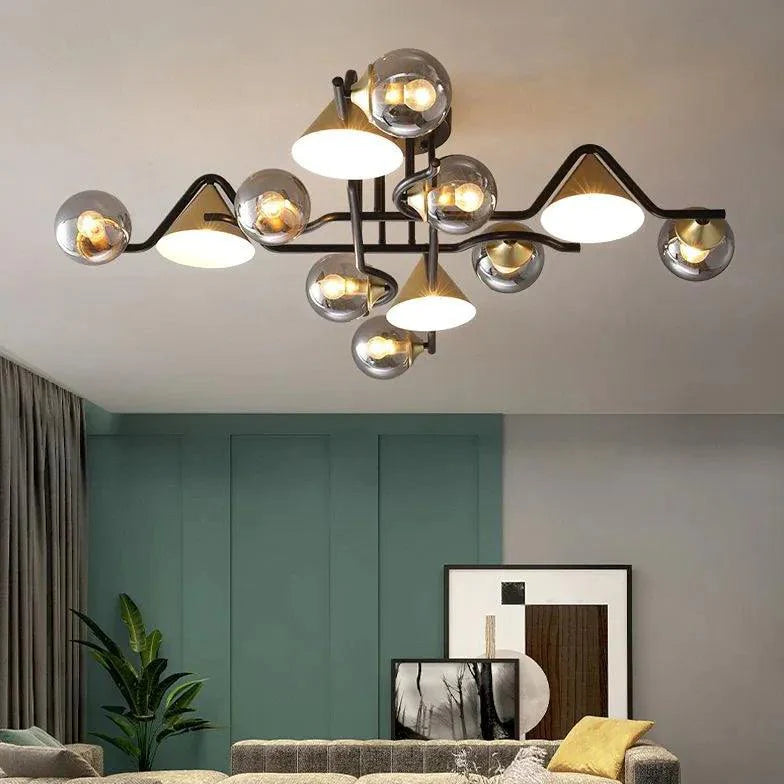 Multi-Head Geometric Design Glass Industrial Ceiling Light - Rebooters