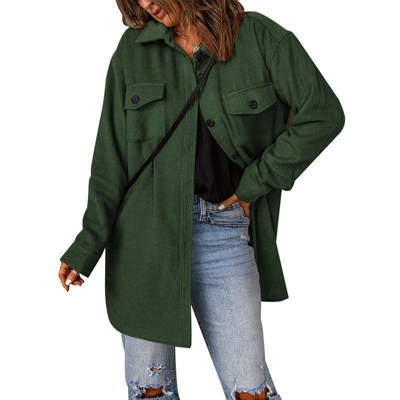 Chic Women's Cozy Woolen Coat for Effortless Style Fashion - Womens Jackets Rebooters