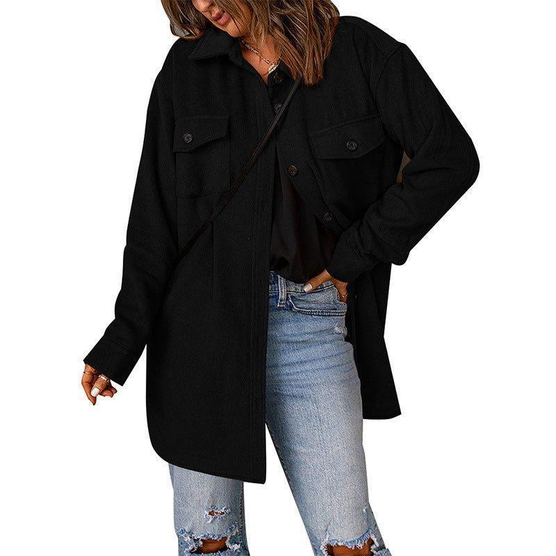 Chic Women's Cozy Woolen Coat for Effortless Style Fashion - Womens Jackets Rebooters