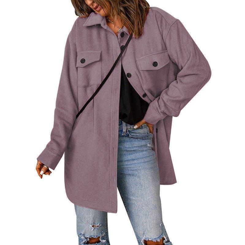 Chic Women's Cozy Woolen Coat for Effortless Style Fashion - Womens Jackets Rebooters