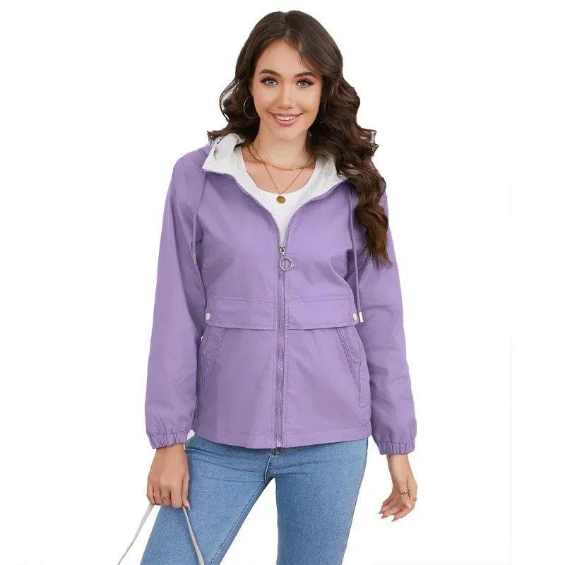 Chic and Cozy Women's Lightweight Hooded Jacket for All Seasons - Rebooters