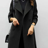 Womens Timeless Double-Breasted Wool Blend Coat Black - Rebooters
