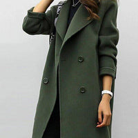 Womens Timeless Double-Breasted Wool Blend Coat - Rebooters