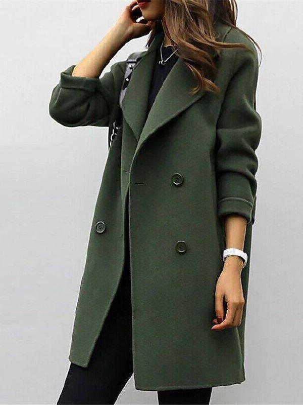 Womens Timeless Double-Breasted Wool Blend Coat - Rebooters