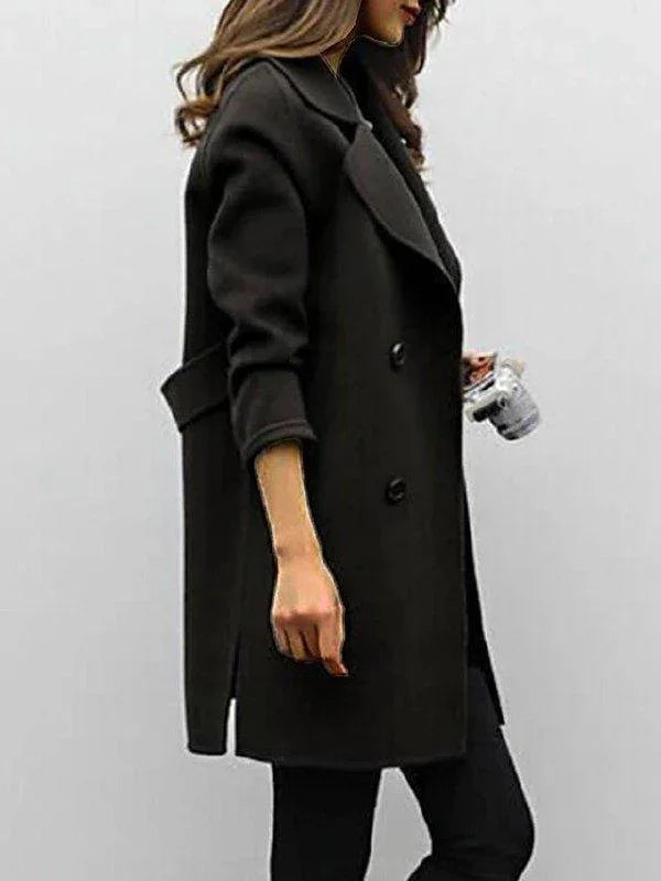 Womens Timeless Double-Breasted Wool Blend Coat - Rebooters